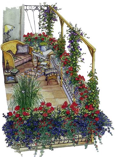 Выбор цветов и растений для солнечных балконов.
